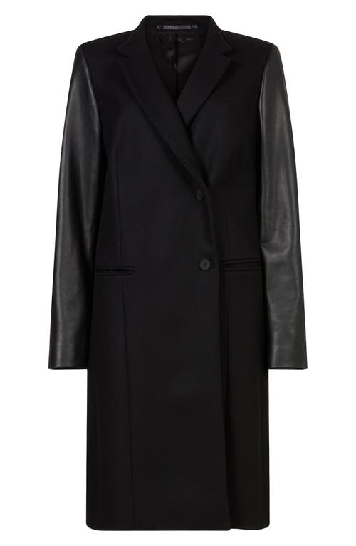 Allsaints Riley Wool Blend Belted Coat In Black