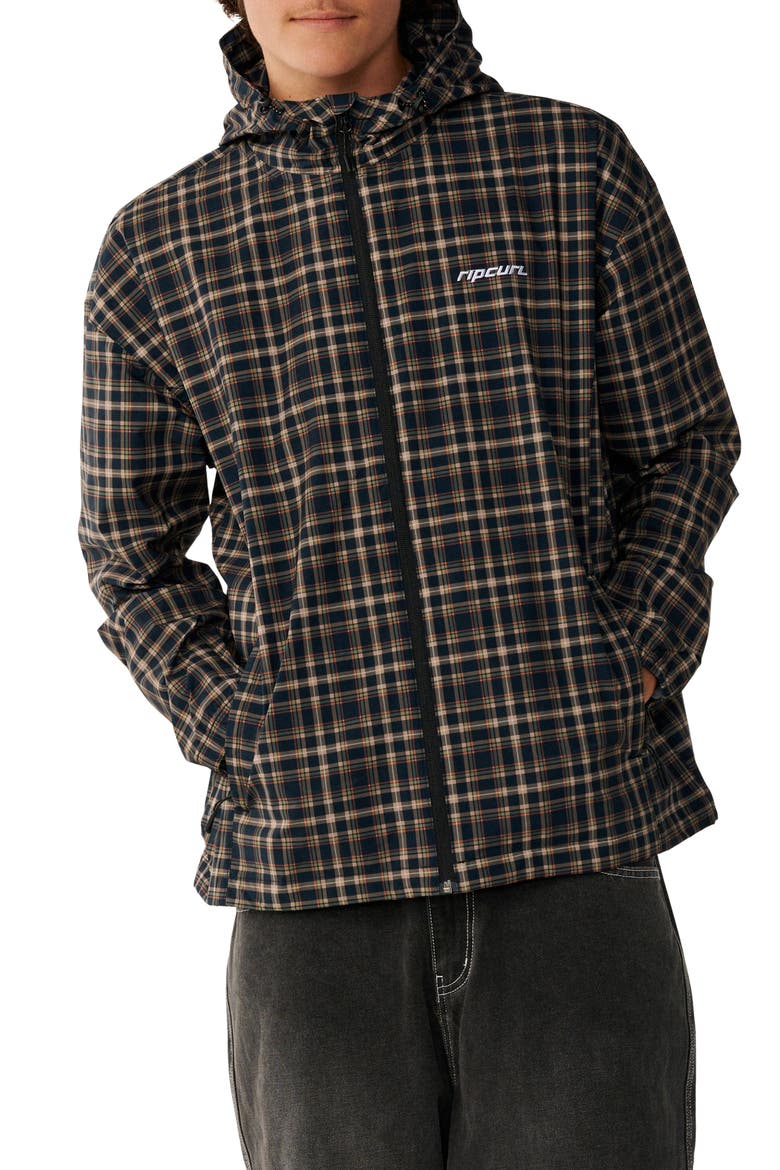 Archive Plaid Hooded Jacket, Main, color, DARK NAVY