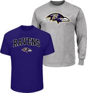 FANATICS Men's Fanatics  Purple/Heather Gray Baltimore Ravens Big & Tall 2-Pack T-Shirt Set
