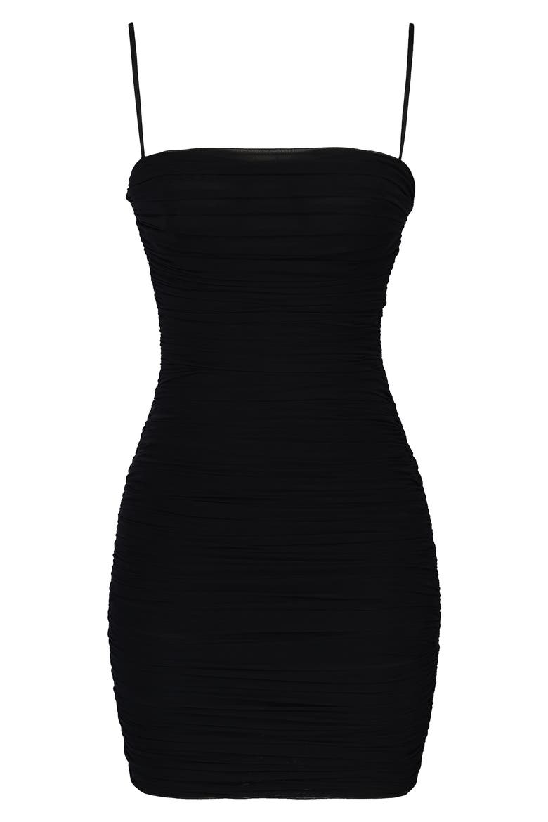 Ella Ruched Sleeveless Minidress, Alternate, color, BLACK