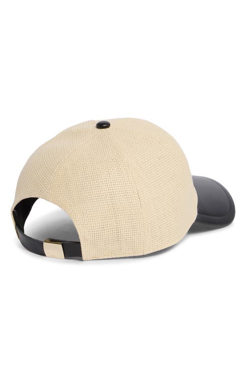Calvin Klein Straw & Faux Leather Baseball Cap