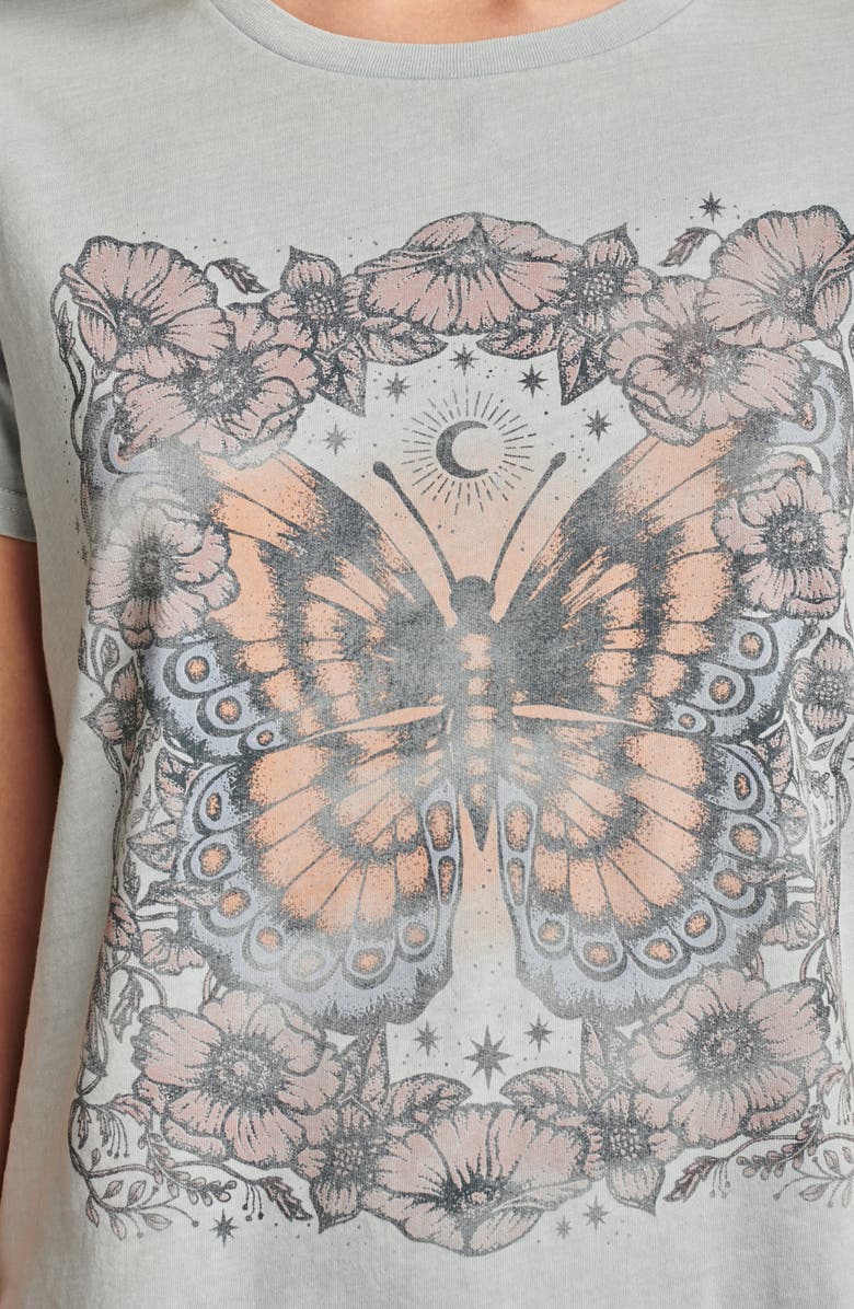 Lucky Brand Floral Butterfly Cotton Graphic T-Shirt, Alternate, color, Blue Fog