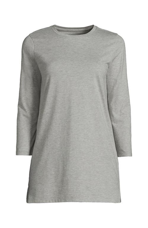 Lands' End Plus Size 3/4 Sleeve Cotton Supima Tunic In Gray