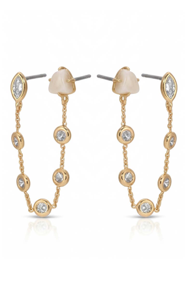 Light Double Piercing Earrings, Alternate, color, BONE
