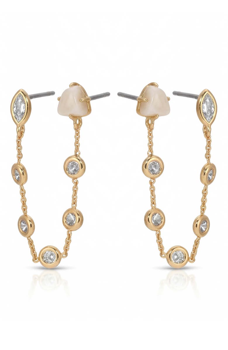 Ettika Light Double Piercing Earrings, Alternate, color, Bone