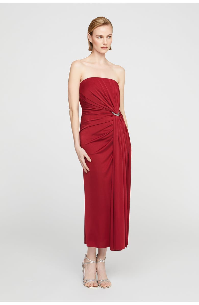 HALSTON Nadia Jersey Midi Dress, Alternate, color, Ruby