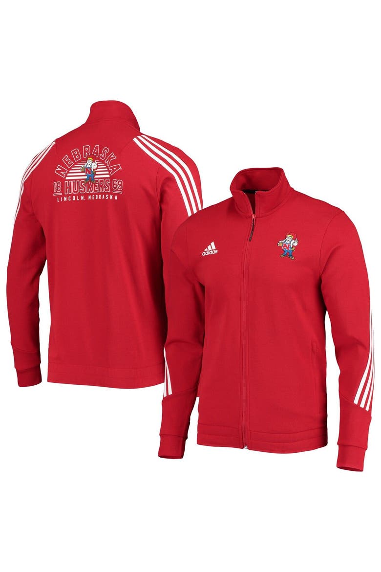Men's adidas Scarlet Nebraska Huskers Fashion Full-Zip Track Jacket, Main, color, Scarlet