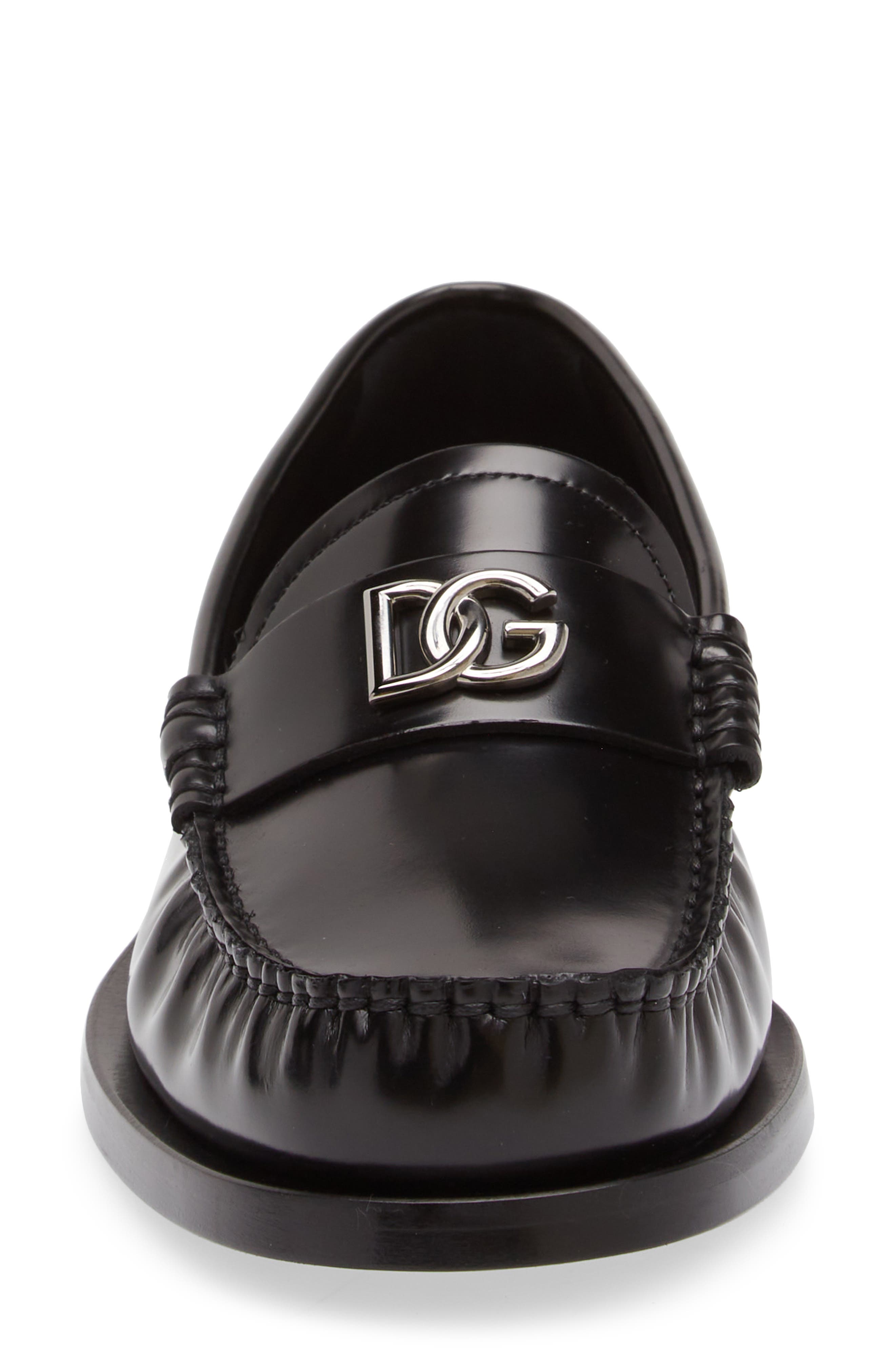 Dolce&Gabbana Logo Moc Toe Loafer, Alternate, color, Nero