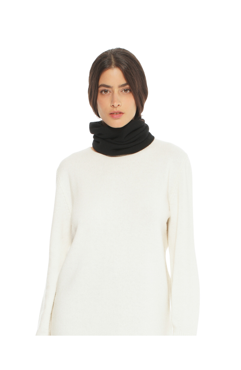 Monticelli Cashmere Pure Cashmere Knit Collar Scarf, Main, color, Black