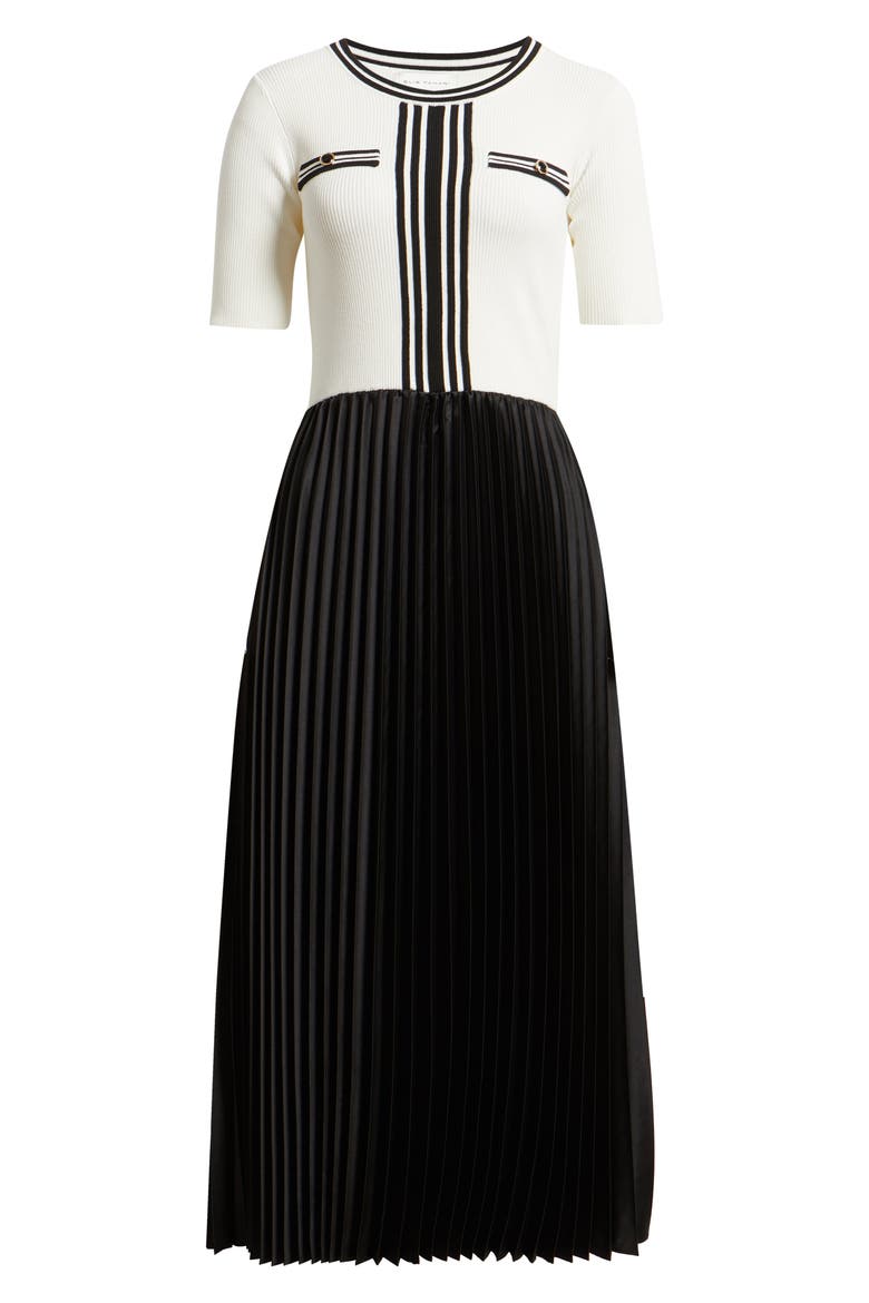 The Mave Mixed Media Sweater Dress, Alternate, color, SKY WHITE / NOIR