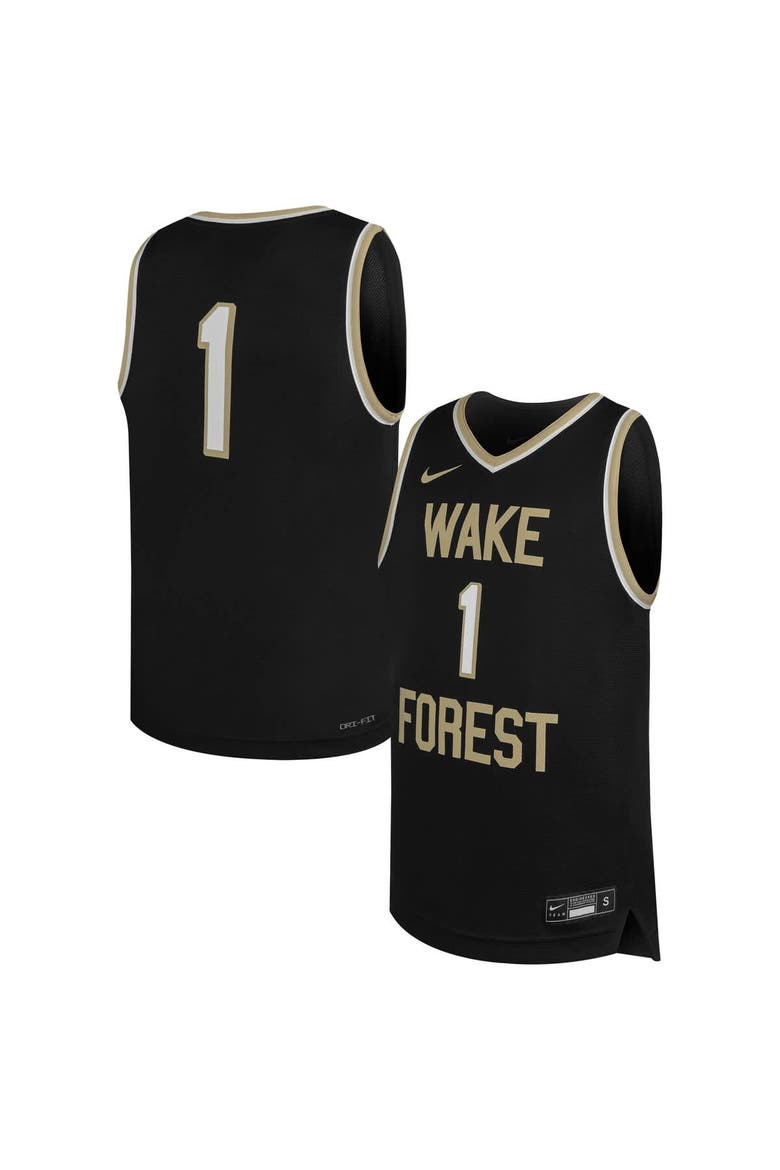 Youth Nike #1 Black Wake Forest Demon Deacons Replica Basketball Jersey, Main, color, Black