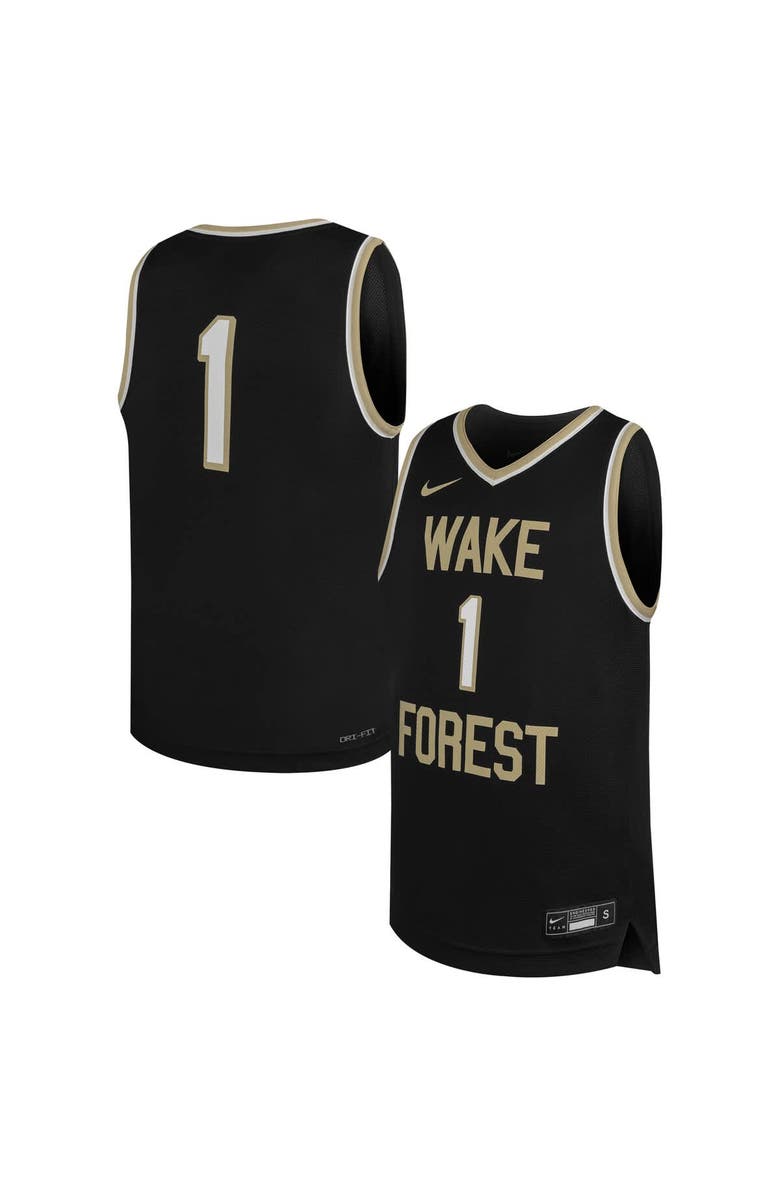 Nike Youth Nike #1 Black Wake Forest Demon Deacons Replica Basketball Jersey, Main, color, Black