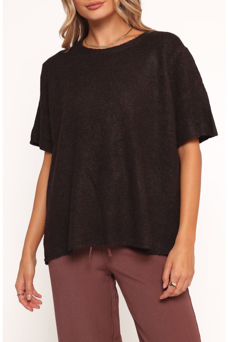 Morris Short Sleeve Oversize Sweater, Alternate, color, DARK CHOCOLATE