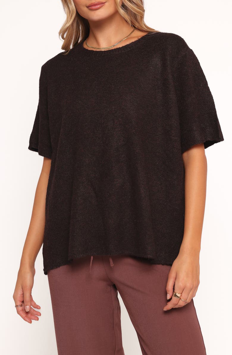 Petal & Pup Morris Short Sleeve Oversize Sweater, Alternate, color, Dark Chocolate