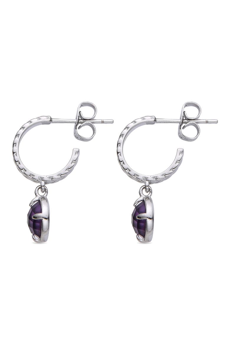 Stone Huggie Hoop Earrings, Alternate, color, SILVER