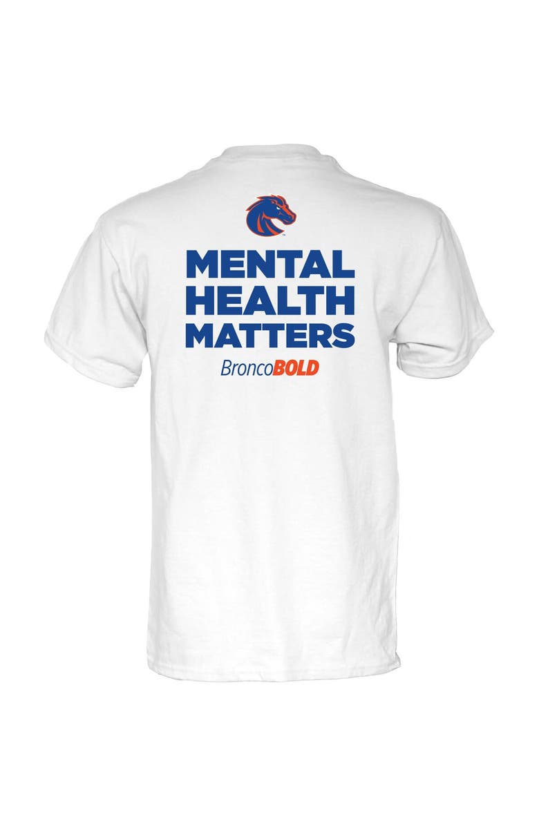 BLUE 84 Unisex Blue 84 White Boise State Broncos BroncoBold Mental Health Matters T-Shirt, Alternate, color, 