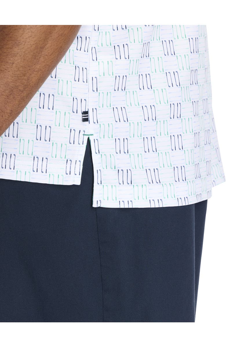 Nautica Big & Tall Geometric Print Performance Polo Shirt, Alternate, color, Bright White
