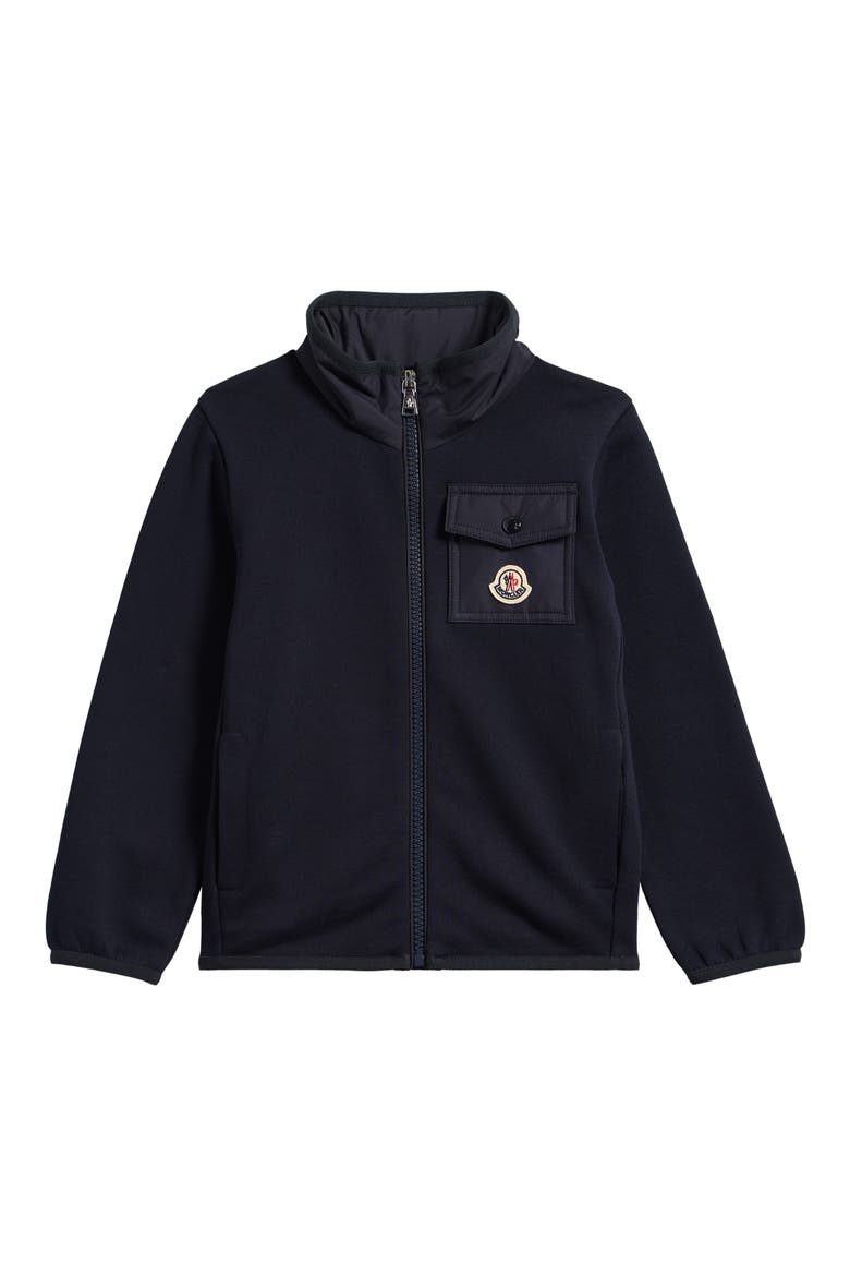 Kids' Cotton Fleece Zip Cardigan, Main, color, NAVY
