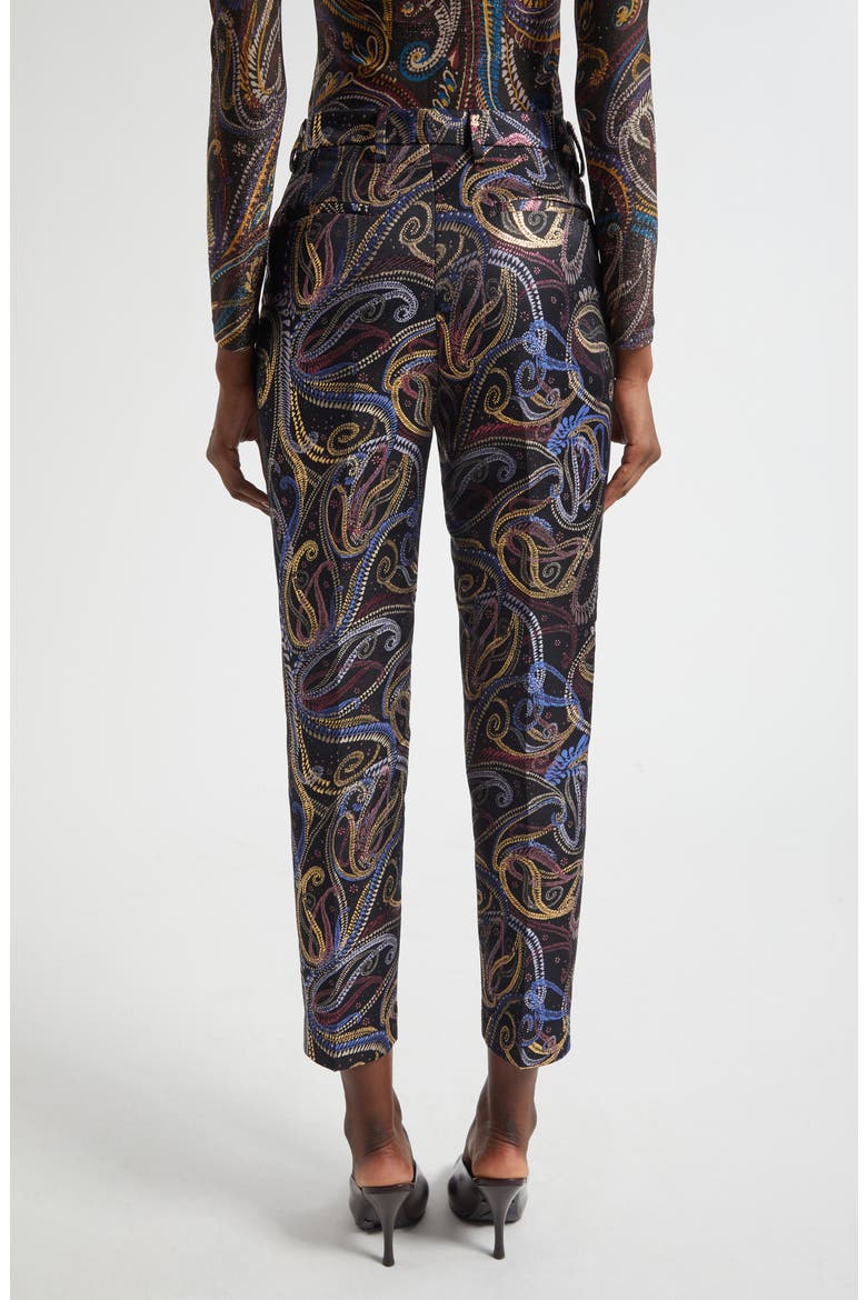 Bristol Paisley Jacquard Crop Duchesse Satin Pants, Alternate, color, MULTICOLOR BLACK BASE