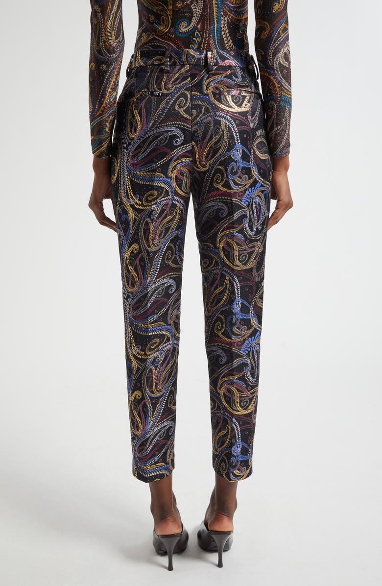 Etro Bristol Paisley Jacquard Crop Duchesse Satin Pants, Alternate, color, Multicolor Black Base