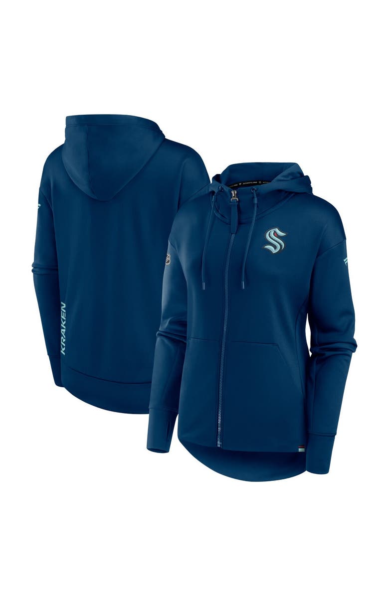 FANATICS Women's Fanatics Branded Deep Sea Blue Seattle Kraken Authentic Pro Scuba Full-Zip Hoodie, Main, color, 