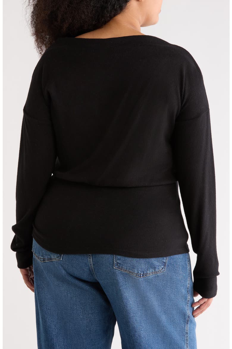 Banded Hem Top, Alternate, color, BLACK