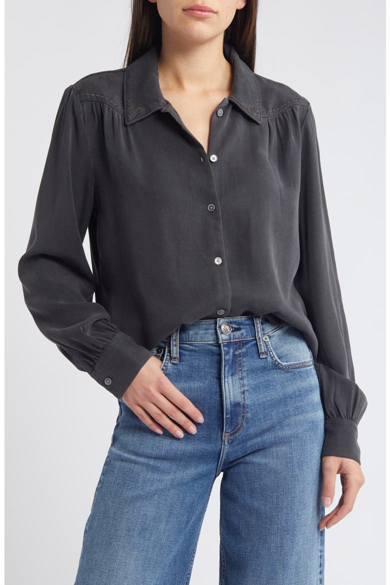 Embroidered Button-Up Shirt, Main, color, GREY PAVEMENT