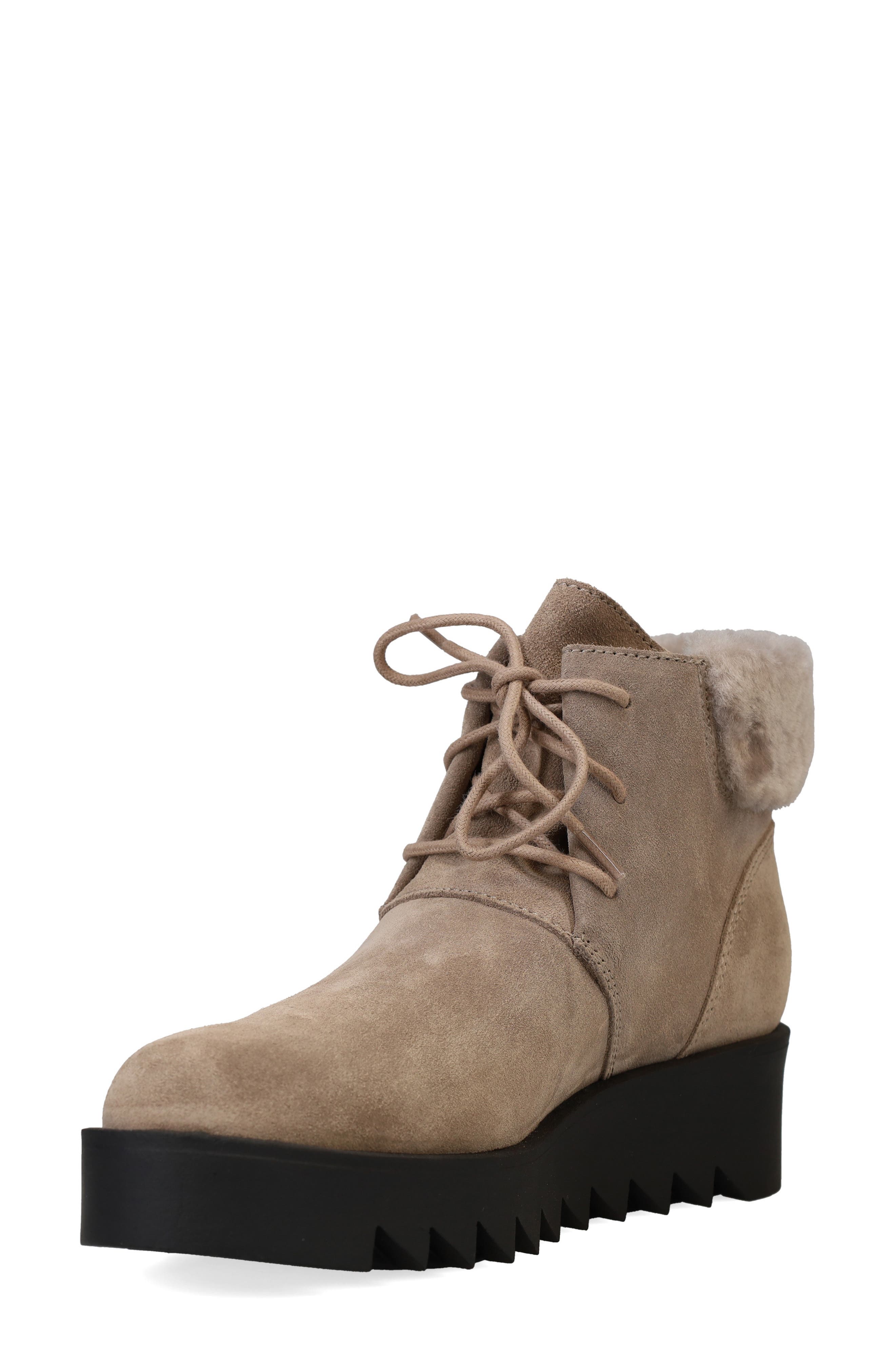 Eileen Fisher Kenille Genuine Shearling Trim Wedge Bootie, Alternate, color, Marble