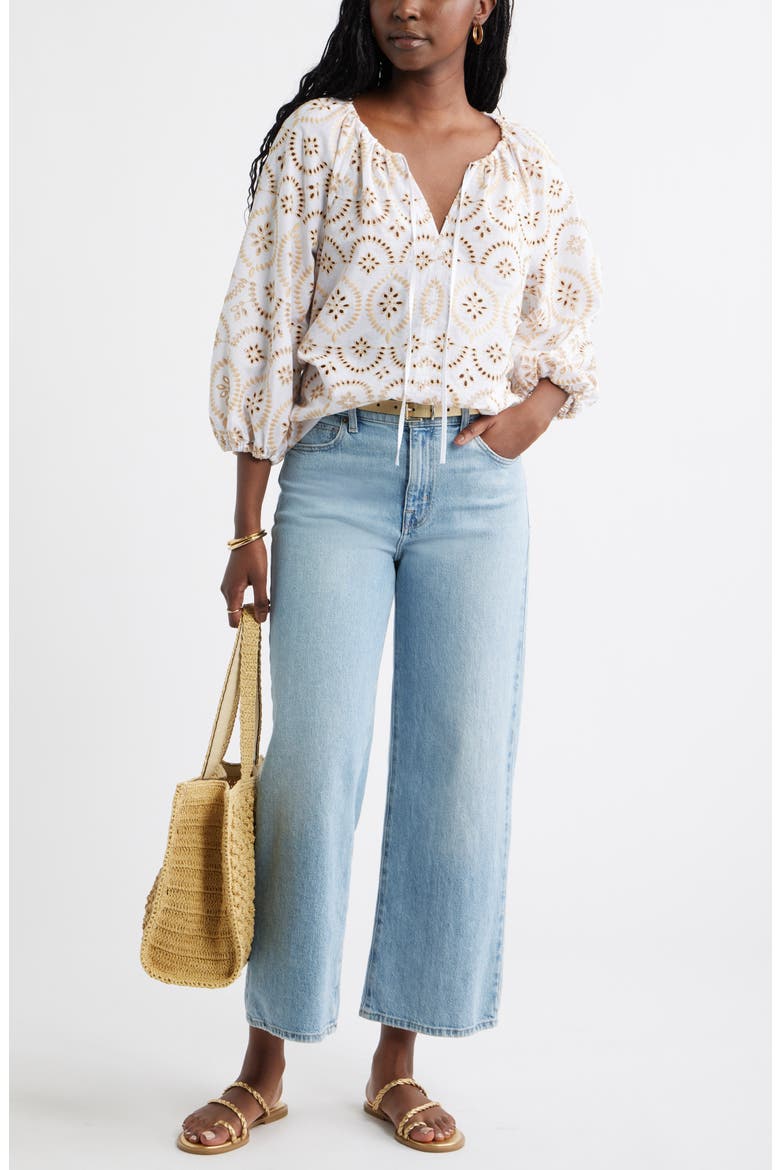 Embroidered Eyelet Lace Top, Alternate, color, WHITE- TAN SHORE EMBROIDERY