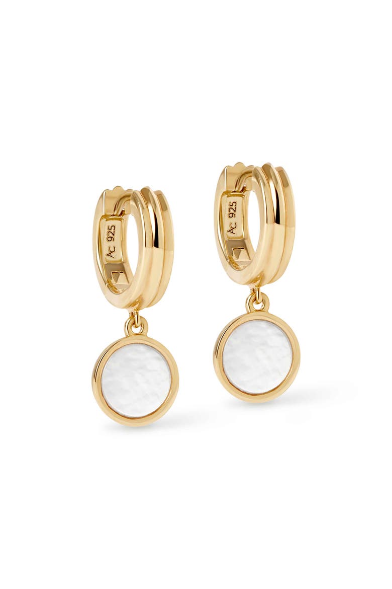 Gold Stilla Mother of Pearl Huggie Earrings, Main, color, Mother of Pearl