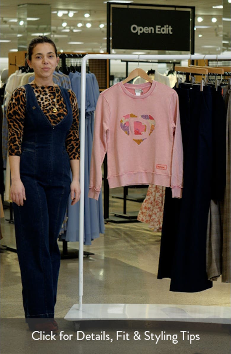 Heart Embroidered Cotton Graphic Sweatshirt, sales video thumbnail