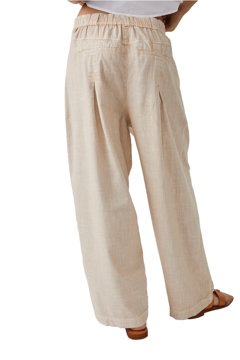 Lotta Love Pleated Wide Leg Cotton Pants, Alternate, color, PEBBLE
