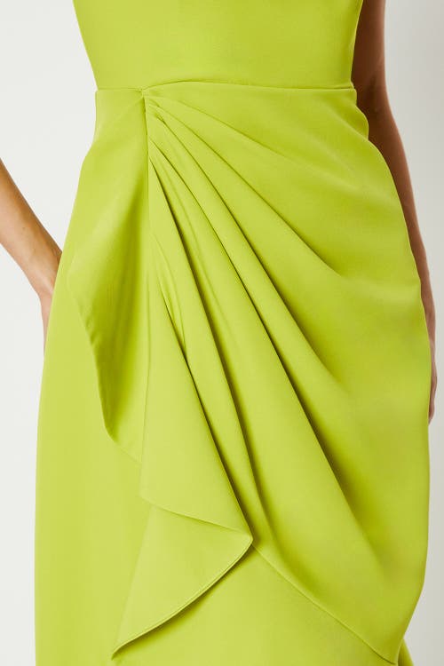 Coast Crepe Ruffle Dress With Low Back In Green
