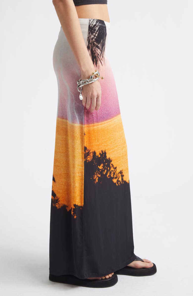 Rabanne Thunderstorm Print Jersey Maxi Skirt, Alternate, color, Big Lightening Orange/ Pi