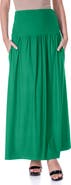 24seven Comfort Apparel Foldover Maxi Skirt With Pockets