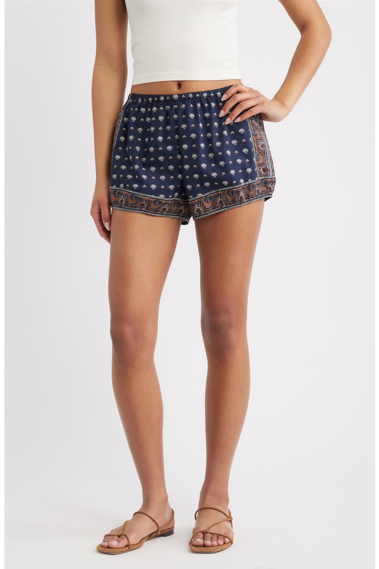 Vienna Print Cotton Shorts, Main, color, BLEU FOULARD DE LA MER