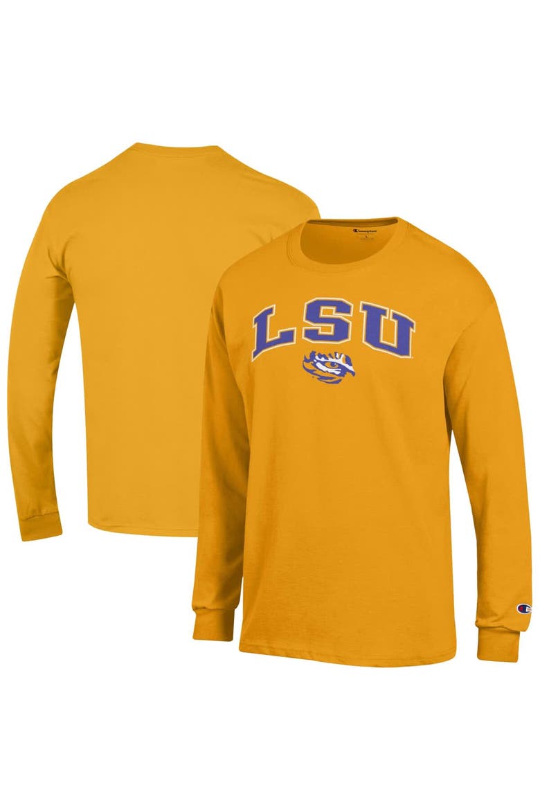 Men's Champion  Gold LSU Tigers Arch Over Logo Long Sleeve T-Shirt, Main, color, Gold
