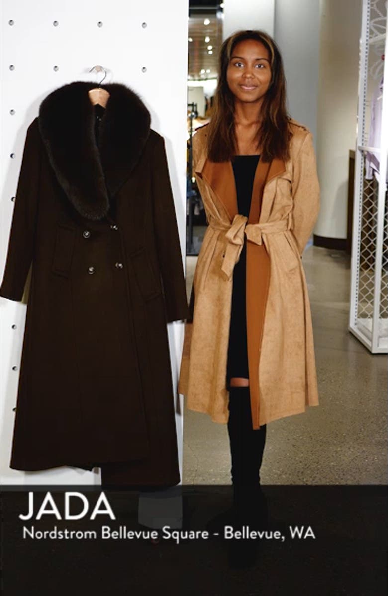 Double Breasted Military Wool Coat with Genuine Fox Fur Shawl, sales video thumbnail