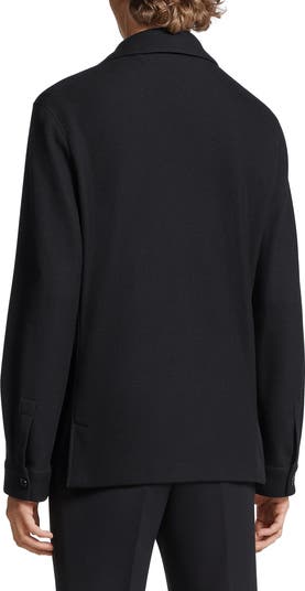 Black Jacquard Silk and Wool Evening Jacket SS25 25593392