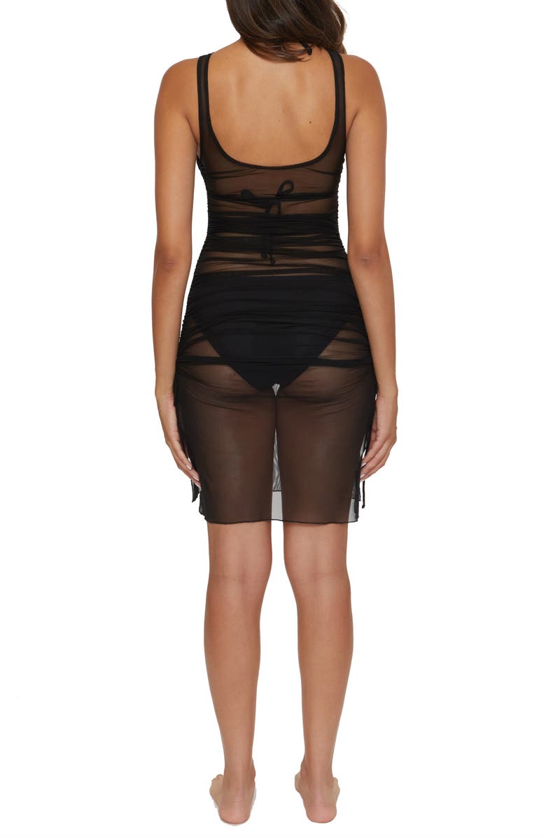Becca Muse Sheer Mesh Cover-Up Dress, Alternate, color, Black