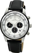 PORSAMO BLEU Arthur Chronograph Leather of Silicone Strap Watch, 44mm
