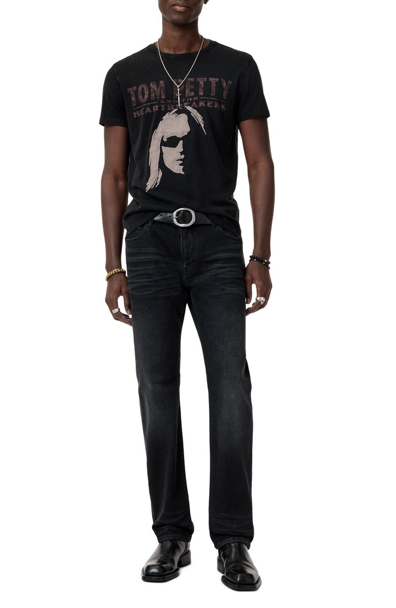 John Varvatos Tom Petty Appliqué Organic Cotton Graphic T-Shirt, Alternate, color, Black