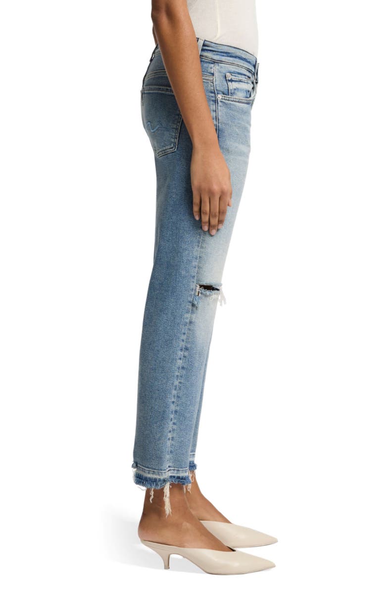 7 For All Mankind Calie Ripped Mid Rise Ankle Straight Leg Jeans, Alternate, color, Shore Break