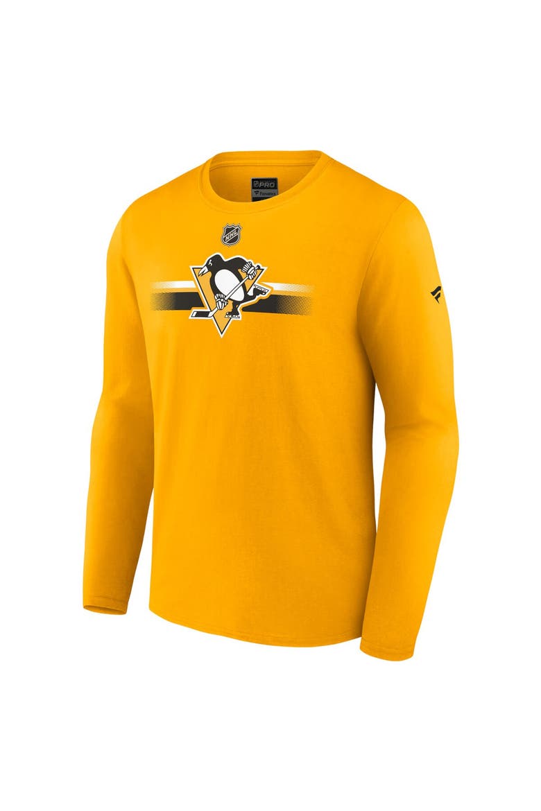 Men's Fanatics Branded  Gold Pittsburgh Penguins Authentic Pro Primary Long Sleeve T-Shirt, Alternate, color, Gold