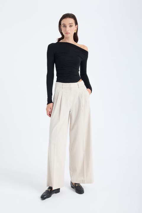 Liora Double Pleated Palazzo Trousers