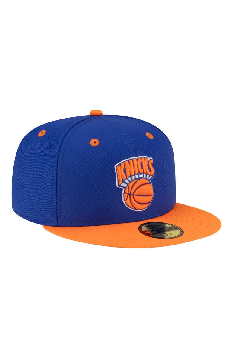 New Era Men's New Era Blue/Orange New York Knicks 80s Throwback 59FIFTY Fitted Hat, Alternate, color, Blue