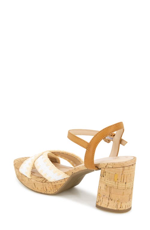 Kenneth Cole Reaction Reeva Platform Sandal In White Raffia