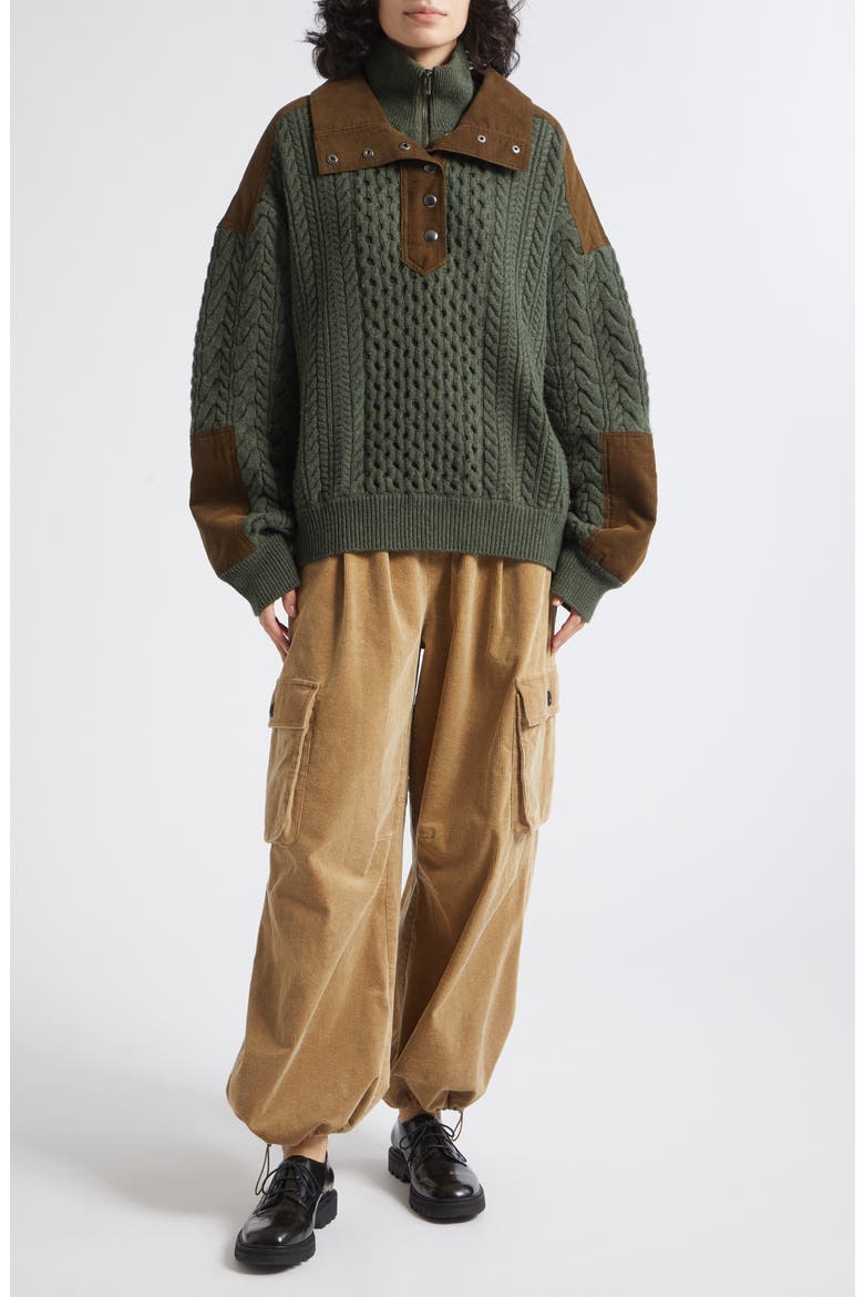 Garrett Wide Leg Corduroy Cargo Pants, Alternate, color, KHAKI