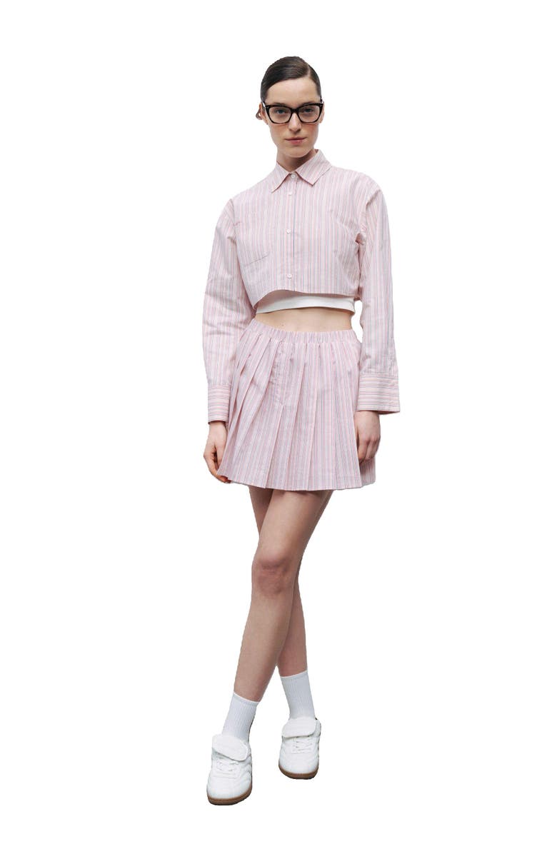 Nocturne Striped Pleated Mini Skirt, Alternate, color, 