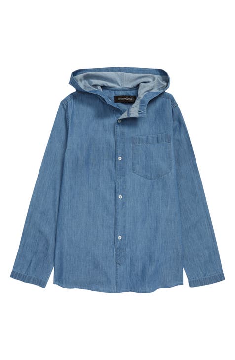 Kids' Hooded Woven Button-Up Shirt (Little Kid & Big Kid)